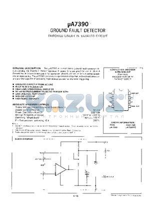 UA7390 datasheet - GROUND FAULT DETECTOR