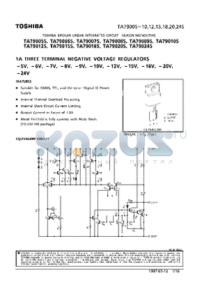 TA79005 datasheet - 1A THREE TERMINAL NEGATIVE VOLTAGE REGULATORS