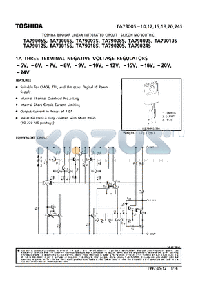 TA79007SB datasheet - 1A THREE TERMINAL NEGATIVE VOLTAGE REGULATORS
