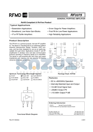 RF3375 datasheet - GENERAL PURPOSE AMPLIFIER