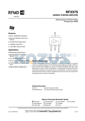 RF3375 datasheet - GENERAL PURPOSE AMPLIFIER