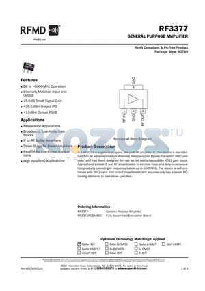 RF3377_1 datasheet - GENERAL PURPOSE AMPLIFIER