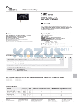 SSRC-240D5 datasheet - 5A SIP Solid State Relay With Paired SCR Output