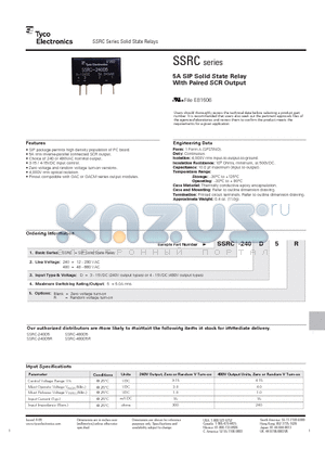 SSRC datasheet - 5A SIP Solid State Relay With Paired SCR Output