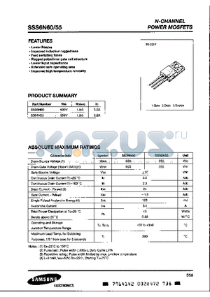 SSS6N55 datasheet - N CHANNEL POWER MOSFETS