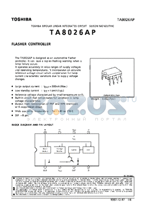 TA8026AP datasheet - FLASHER CONTROLLER