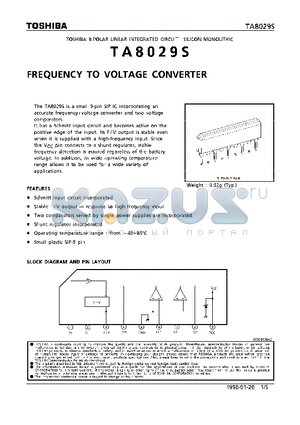 TA8029S datasheet - FREQUENCY TO VOLTAGE CONVERTER
