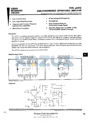 UA777 datasheet - HIGH-PERFORMANCE OPERATIONAL AMPLIFIER