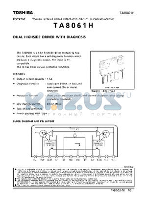 TA8061 datasheet - DUAL HIGH SIDE DRIVER WITH DIAGNOSIS