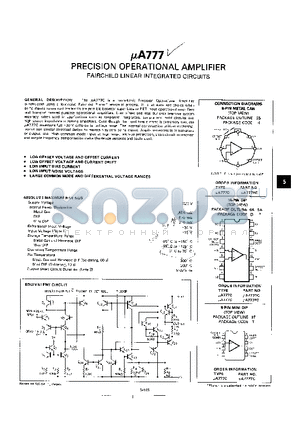 UA777PC datasheet - Precision Operational Amplifier