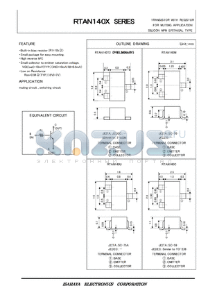 RTAN140X datasheet - TRANSISTOR WITH RESISTOR  FOR MUTING APPLICATION SILICON NPN EPITAXIAL TYPE