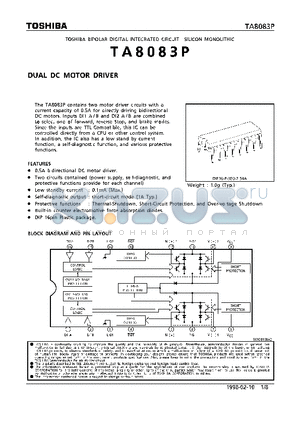 TA8083P datasheet - DUAL DC MOTOR DRIVER