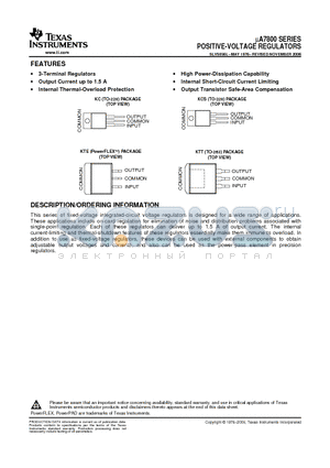 UA7805CKTER datasheet - POSITIVE-VOLTAGE REGULATORS