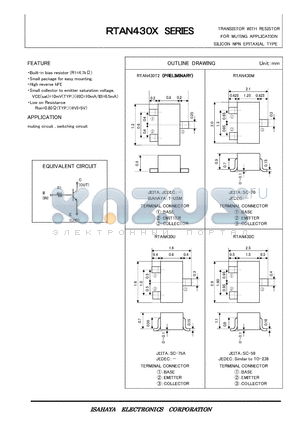 RTAN430T2 datasheet - TRANSISTOR WITH RESISTOR FOR MUTING APPLICATION RTAN430X  SERIES SILICON NPN EPITAXIAL TYPE