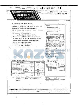 TA8100NF datasheet - 3V AM/FM IF IC WITH POWER AMPLIFIER