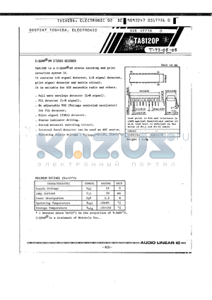 TA8120P datasheet - C-QUAM AM STEREO DECODER