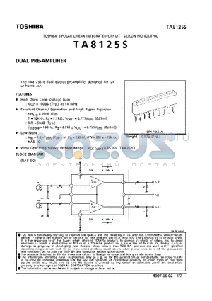 TA8125S datasheet - DUAL PRE-AMPLIFIER