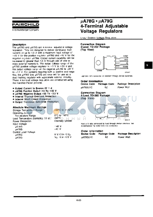 UA78GU1C datasheet - 4-Terminal Adjustable Voltage Regulators