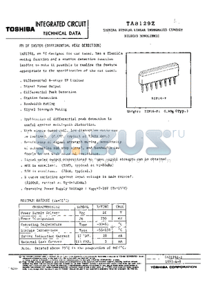 TA8129Z datasheet - BIPOLAR LINEAR INTEGRATED CIRCUIT SILICON MONOLITHIC