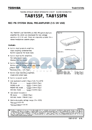 TA8155 datasheet - REC/PB SYSTEM DUAL PRE-AMPLIFIER (1.5/3V USE)