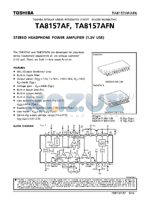TA8157AF datasheet - STEREO HEADPHONE POWER AMPLIFIER (1.5V USE)