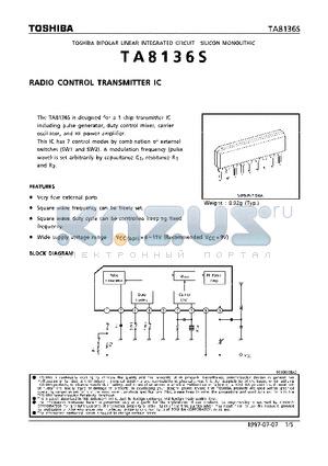TA8136S datasheet - RADIO CONTROL TRANSMITTER IC