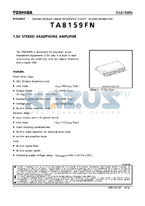 TA8159FN datasheet - 1.5V STEREO HEADPHONE AMPLIFIER