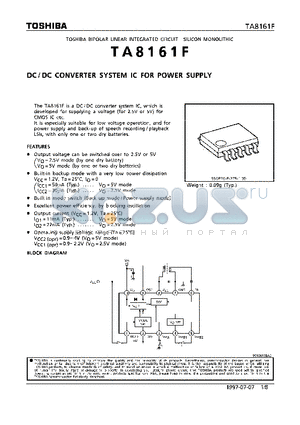 TA8161F datasheet - DC/DC CONVERTER SYSTEM IC FOR POWER SUPPLY