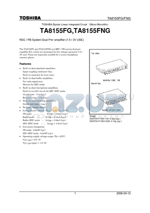 TA8155FG datasheet - REC / PB System Dual Pre−amplifier (1.5 / 3V USE)