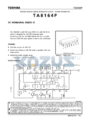 TA8164 datasheet - 3V MONAURAL RADIO IC