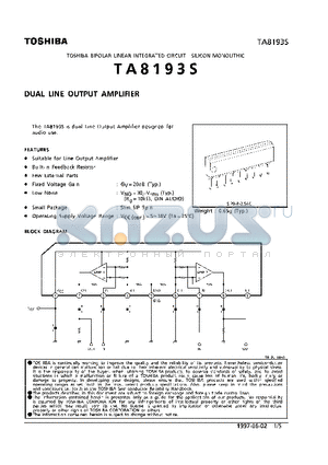 TA8193S datasheet - DUAL LINE OUTPUT AMPLIFIER