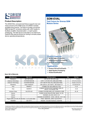 SDM-EVAL datasheet - Test Fixture for Sirenza SDM Module Series