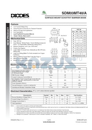 SDM03MT40-7-F datasheet - SURFACE MOUNT SCHOTTKY BARRIER DIODE