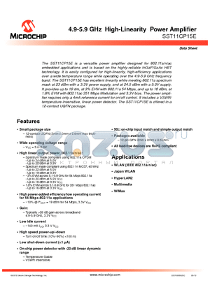 SST11CP15E datasheet - 4.9-5.9 GHz High-Linearity Power Amplifier