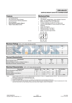 SDM10M45SD datasheet - SURFACE MOUNT SCHOTTKY BARRIER DIODE