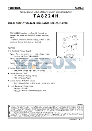 TA8224H datasheet - MULTI OUTPUT VOLTAGE REGULATOR FOR CD PLAYER