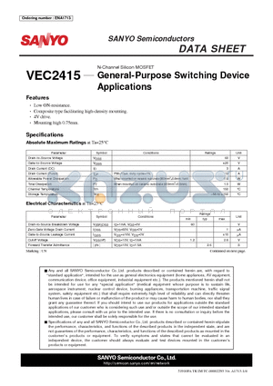 VEC2415 datasheet - General-Purpose Switching Device Applications