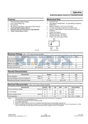 SDM10P45 datasheet - SURFACE MOUNT SCHOTTKY BARRIER DIODE