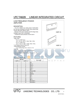 TA8229 datasheet - LOW FREQUENCY POWER AMPLIFIER