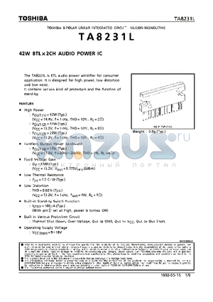 TA8231 datasheet - 42W BTL x 2CH AUDIO POWER IC