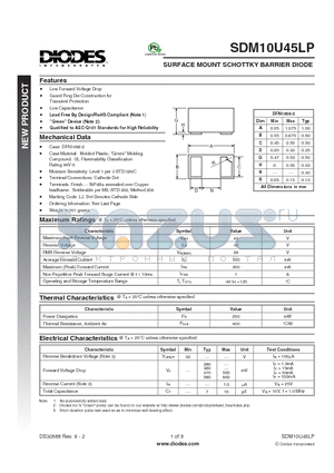 SDM10U45LP-7 datasheet - SURFACE MOUNT SCHOTTKY BARRIER DIODE