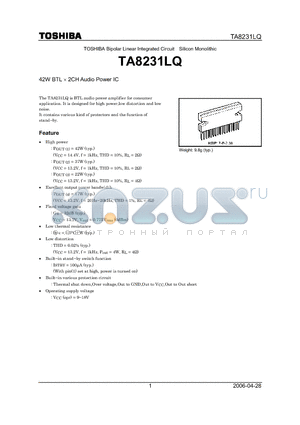 TA8231LQ_06 datasheet - 42W BTL  2CH Audio Power IC