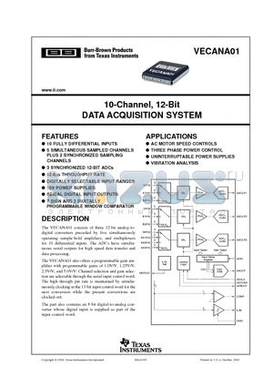 VECANA01 datasheet - 10-Channel, 12-Bit DATA ACQUISITION SYSTEM