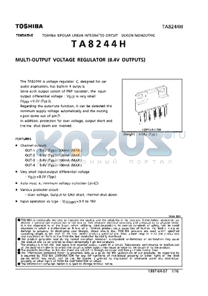 TA8244H datasheet - MULTI-OUTPUT VOLTAGE REGULATOR (8.4V OUTPUTS)