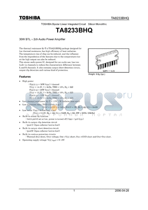 TA8233BHQ_06 datasheet - 30W BTL  2ch Audio Power Amplifier