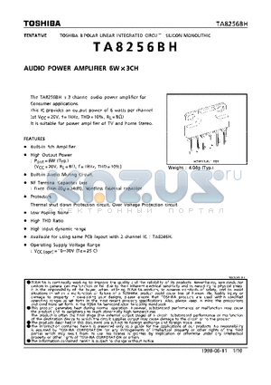 TA8256BH datasheet - AUDIO POWER AMPLIFIER 6W x 3CH