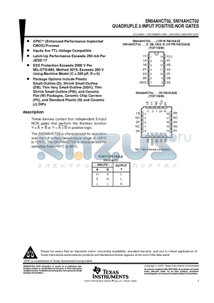 SN74AHCT02 datasheet - QUADRUPLE 2-INPUT POSITIVE-NOR GATES
