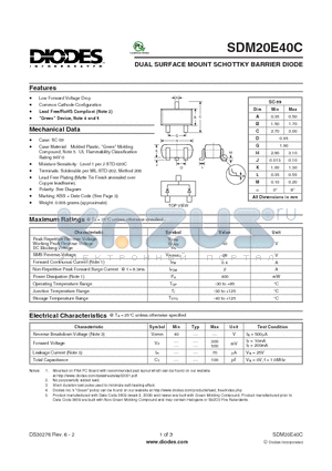 SDM20E40C_1 datasheet - DUAL SURFACE MOUNT SCHOTTKY BARRIER DIODE