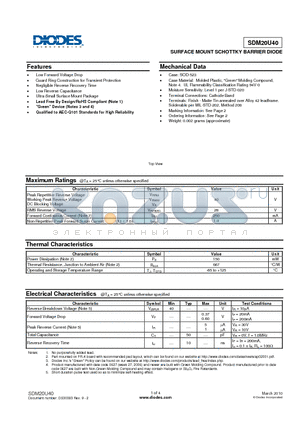 SDM20U40-7 datasheet - SURFACE MOUNT SCHOTTKY BARRIER DIODE