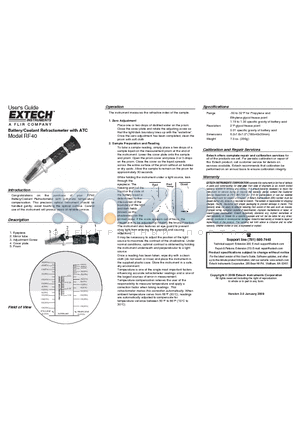 RF40 datasheet - Battery/Coolant Refractometer with ATC